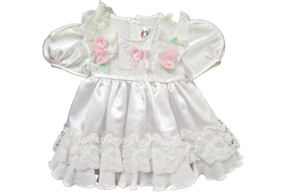 Kids Fashion Girls Toddler Dress Christening Gown White Lace Headband 18 Months